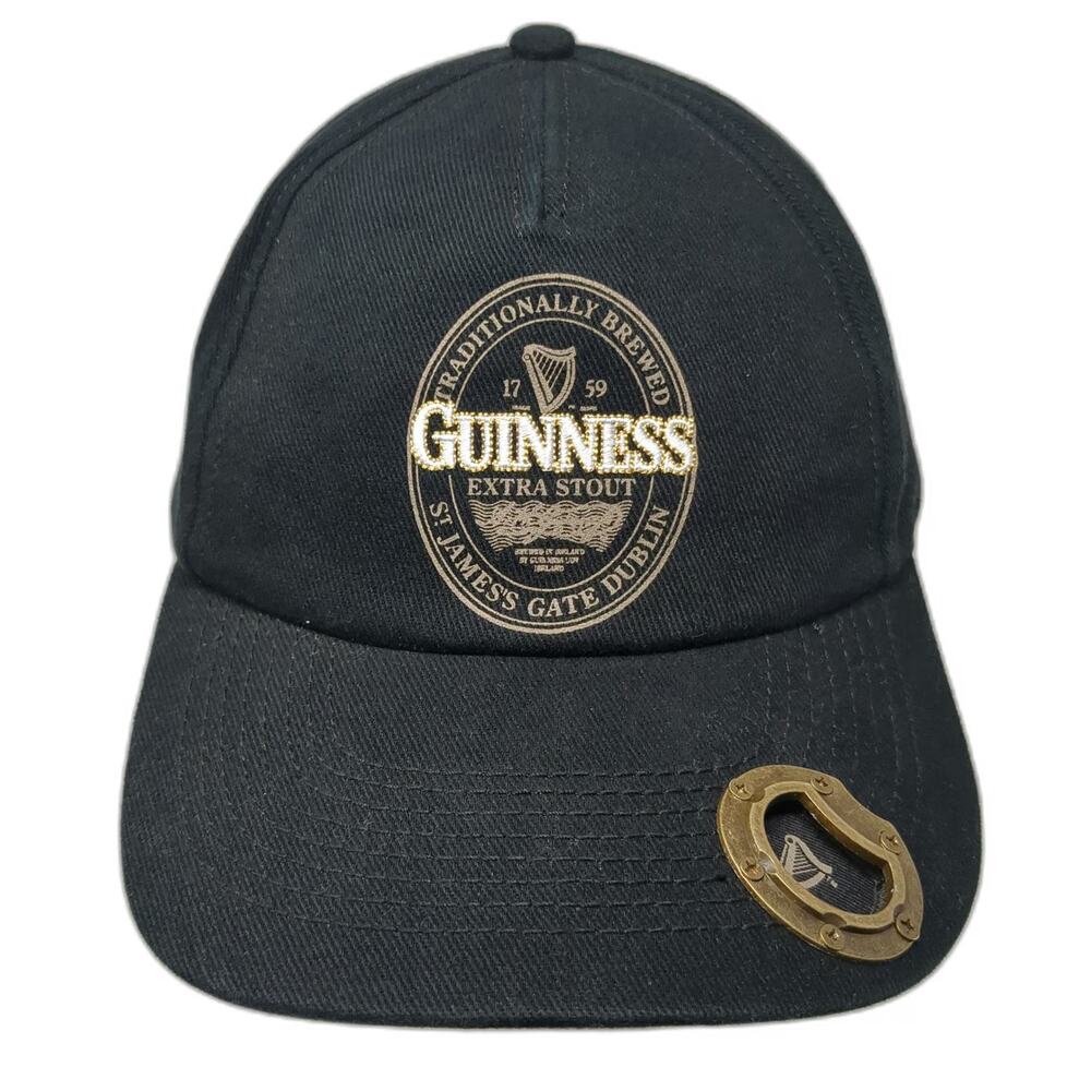Guinness 5 Panel Black One Size Bottle Opener Brim Stout St James Gate Hat